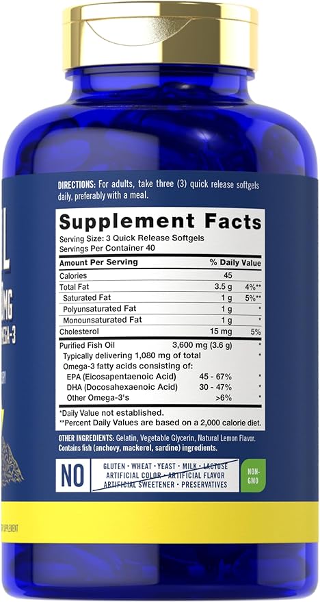 Aceite de pescado | 1080 mg Omega 3 | 120 unidades