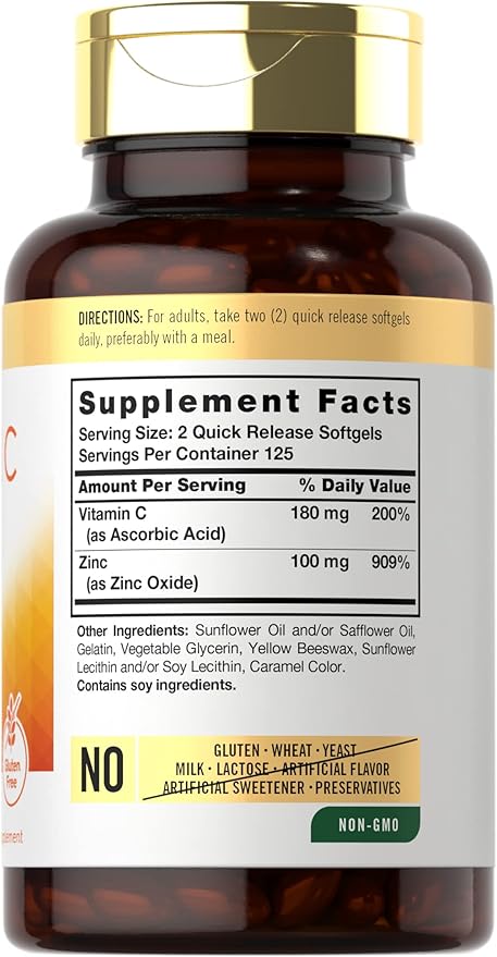 Vitamina C con zinc | 250 cápsulas